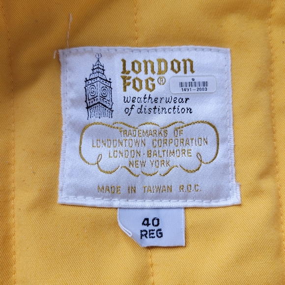 London Fog Jacket Men Size 40 R Beige Quilted Lining Pockets Zip Front Vintage - Picture 3 of 8